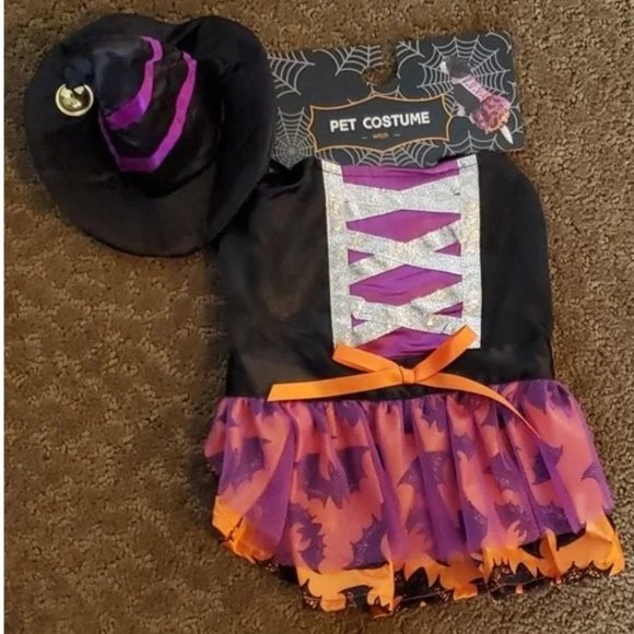 Dog Pet Cat Halloween Witch Costume Dress w/ Hat Size Small Medium NWT - Picture 1 of 3